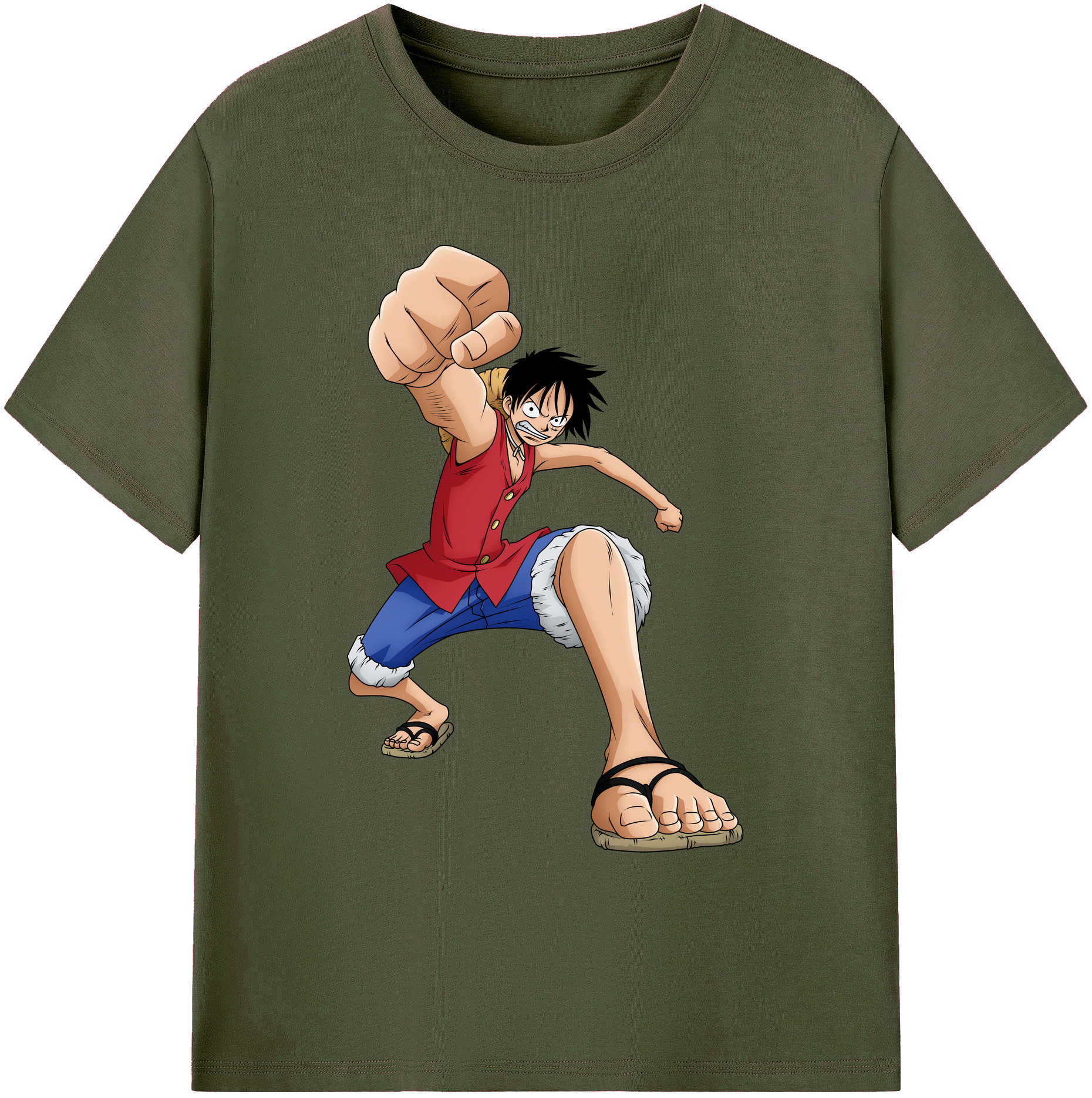 ワンピース モンキー・D・ルフィ ONE PIECE Monkey D. Luffy 綿100％ メンズ半袖Tシャツ｜肌触りやわらか＆通気性